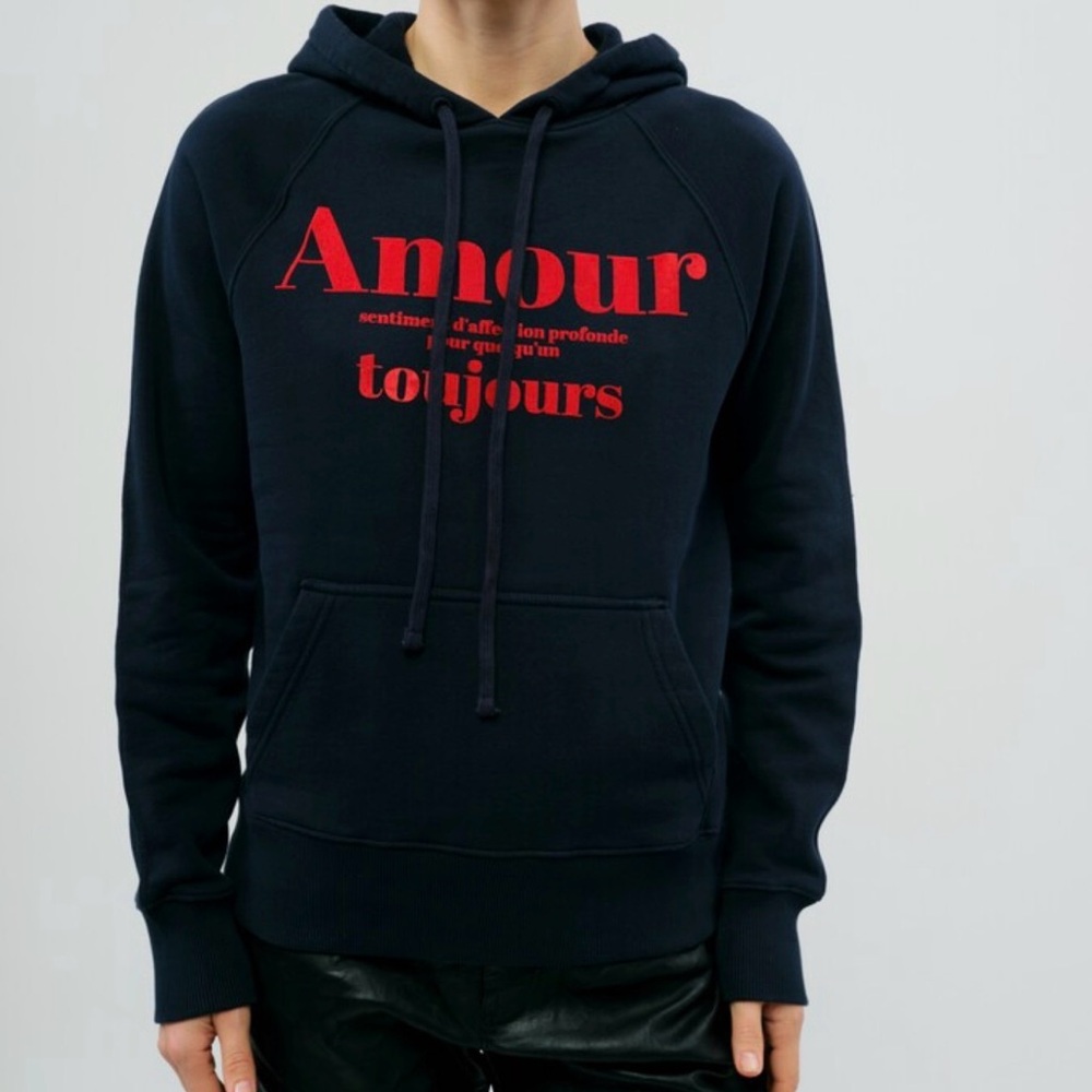 NEW NWT Zadig & Voltaire Clipper Mo Amour Toujours Navy Blue and red Hoodie M